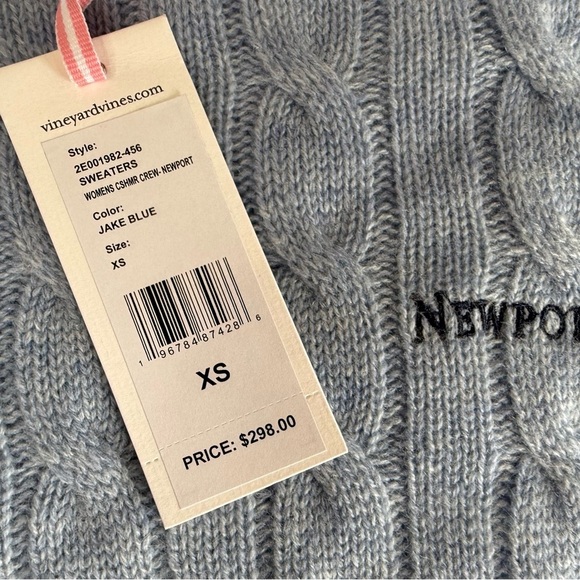 Vineyard Vines Women 100% Cashmere Crewneck Cableknit Sweater XS NEW 1253 - Picture 2 of 4